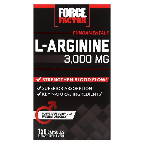 Force Factor, L-аргинин, 600 мг, 150 капсул