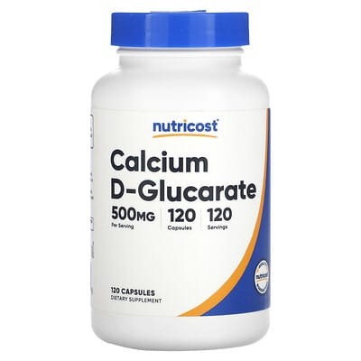 Nutricost, Кальций, D-глюкарат кальция, 500 мг, 120 капсул