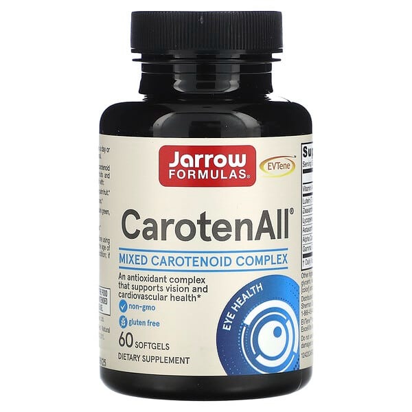 Jarrow Formulas, CarotenAll, здоров'я очей, комплекс із суміші каротиноїдів, 60 м'яких капсул