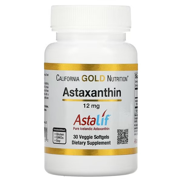 California Gold Nutrition, астаксантин, чистый исландский продукт AstaLif, 12 мг, 30 мягких таблеток
